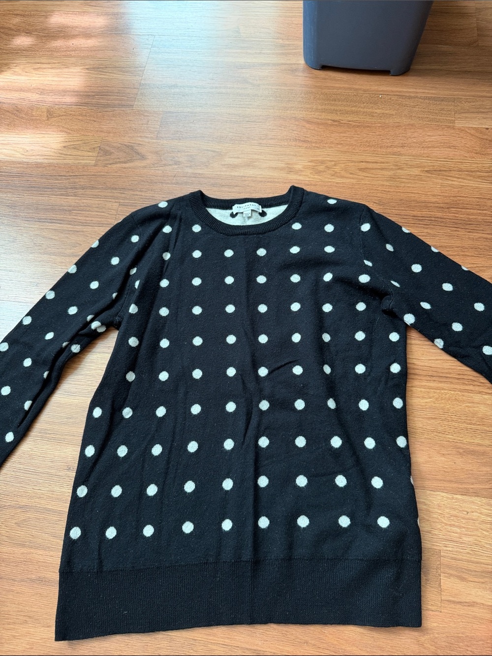 Equipment Black Crewneck Sweater with White Polka Dots